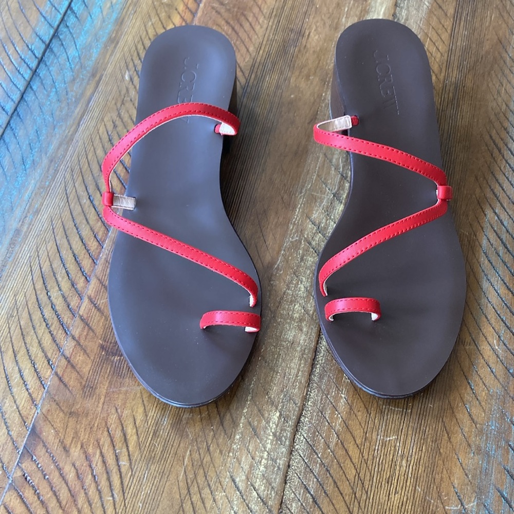 Women’s J.Crew Sandal Shoe Toe Ring Sandal Red New NWT size 9 - Picture 3 of 7
